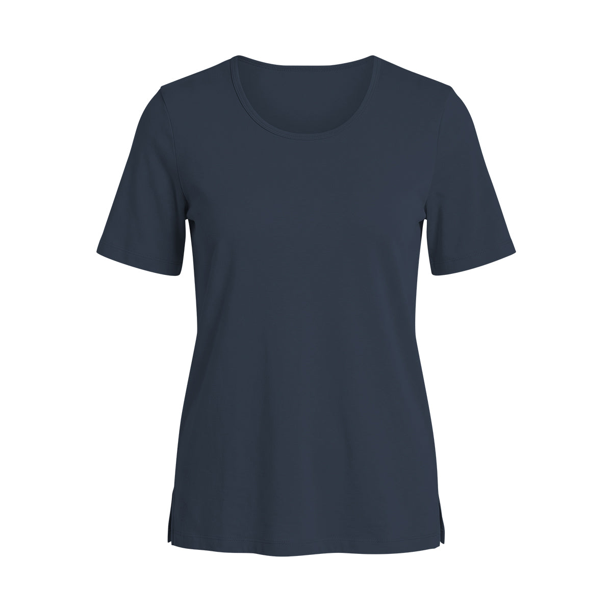 Womens Side Slit Scoop Neck Cotton T-Shirt