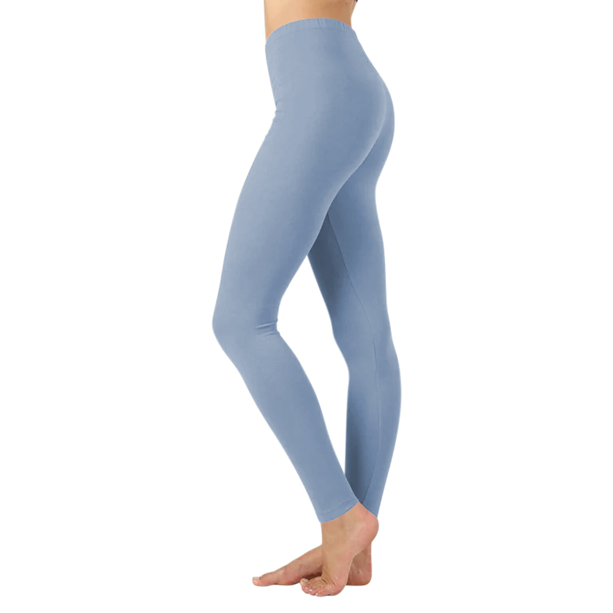 Women Basic Solid Color Cotton Full Length Leggings