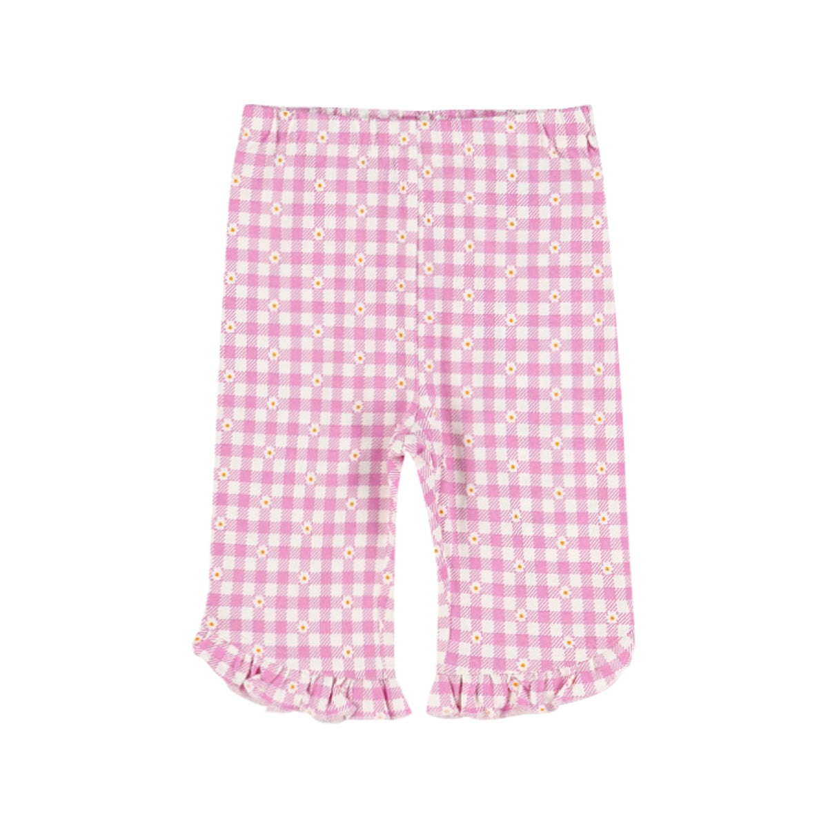 Girls Cotton Hem Ruffle Knit Summer Half Leggings