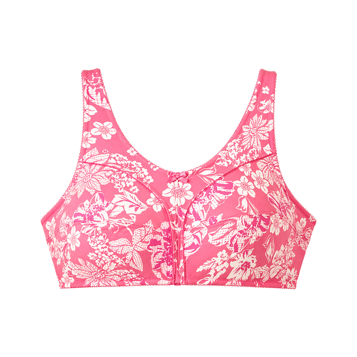 Womens Plus Size Printed Wireless Back Close Adjustable Straps Bra