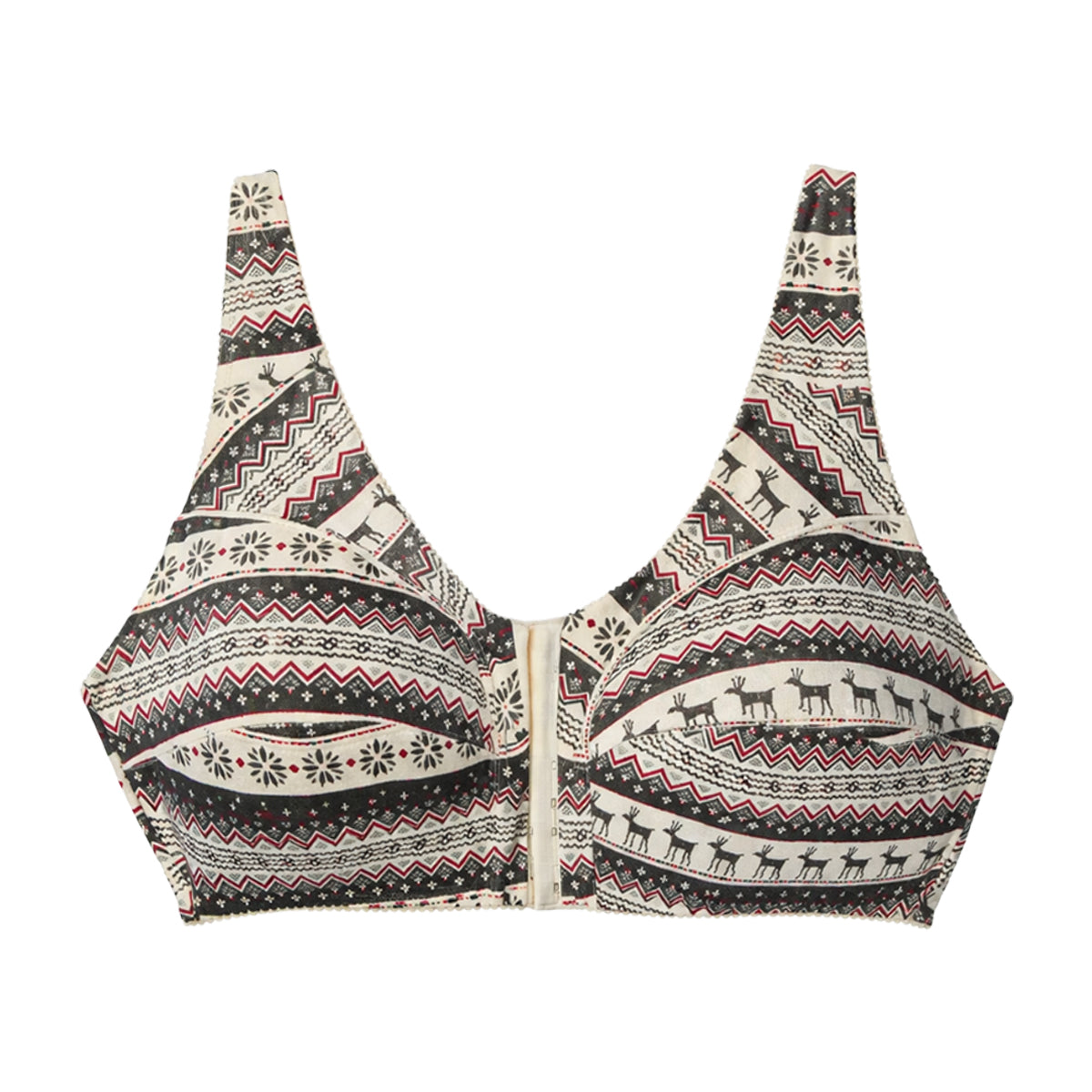 Womens Plus Size Printed Wireless Front Close Adjustable Straps Bra