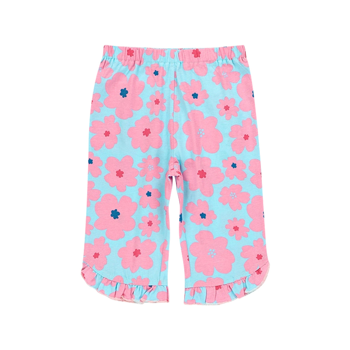 Girls Cotton Hem Ruffle Knit Summer Half Leggings