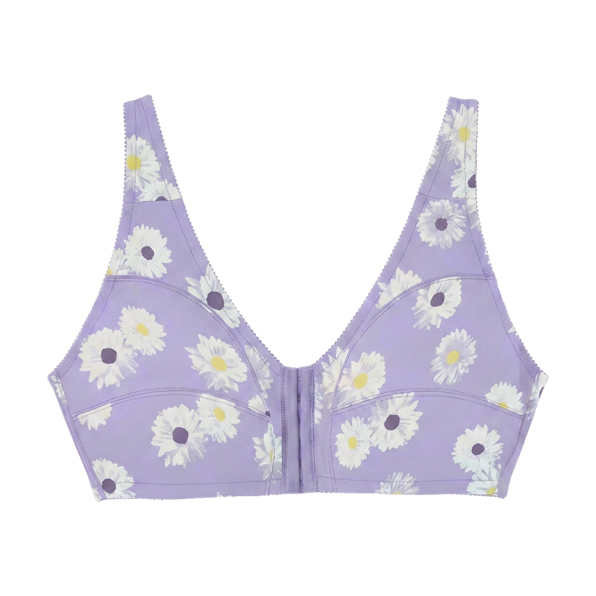 Womens Plus Size Printed Wireless Front Close Adjustable Straps Bra