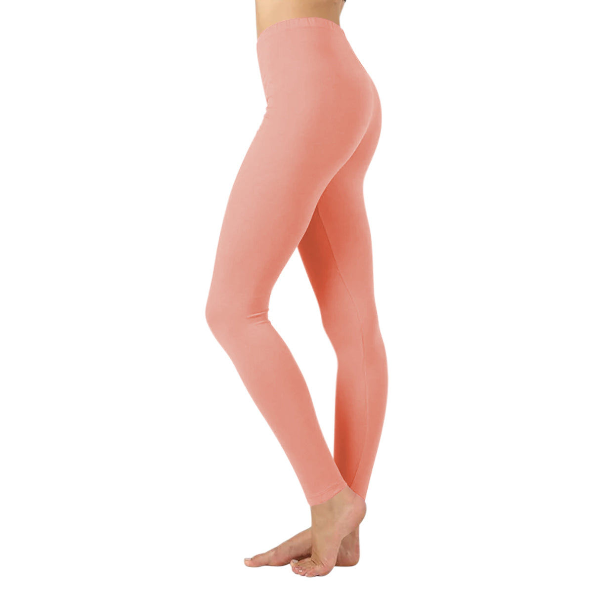 Women Basic Solid Color Cotton Full Length Leggings