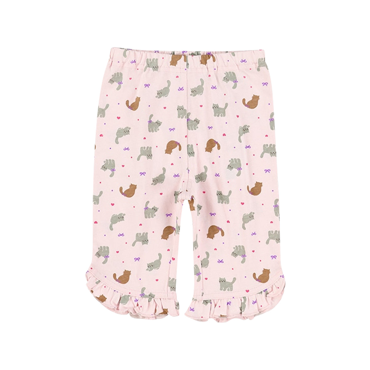 Girls Cotton Hem Ruffle Knit Summer Half Leggings