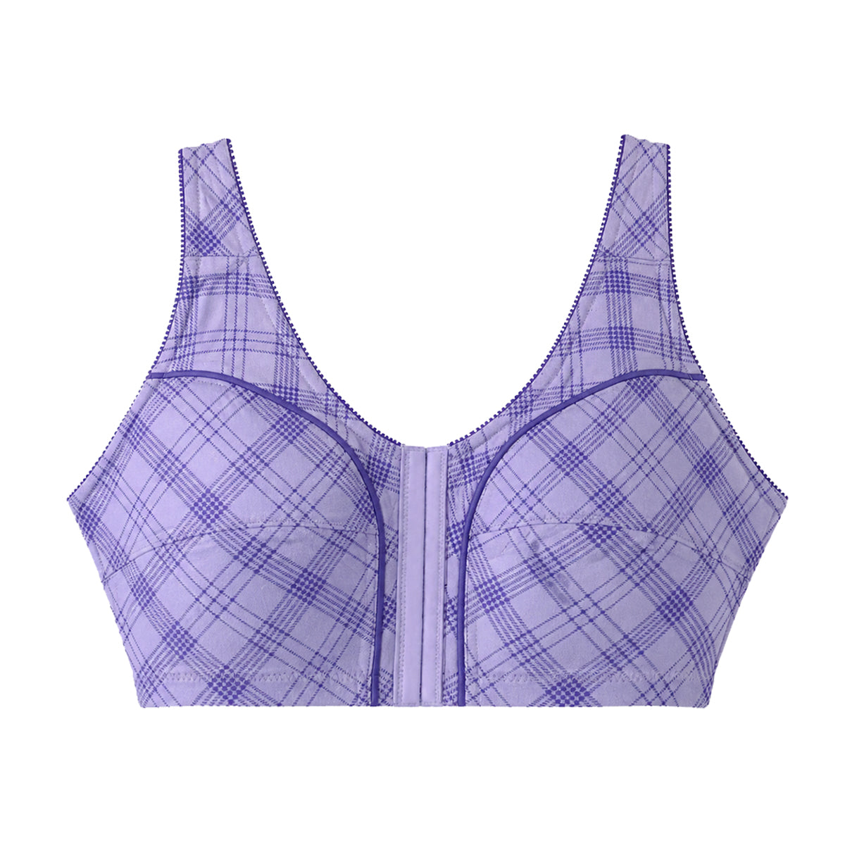 Womens Plus Size Printed Wireless Front Close Adjustable Straps Bra