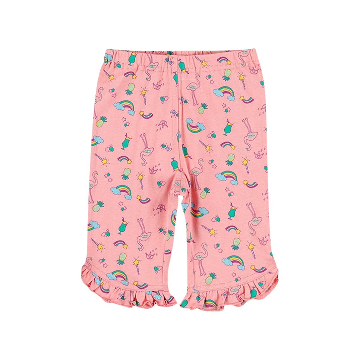 Girls Cotton Hem Ruffle Knit Summer Half Leggings