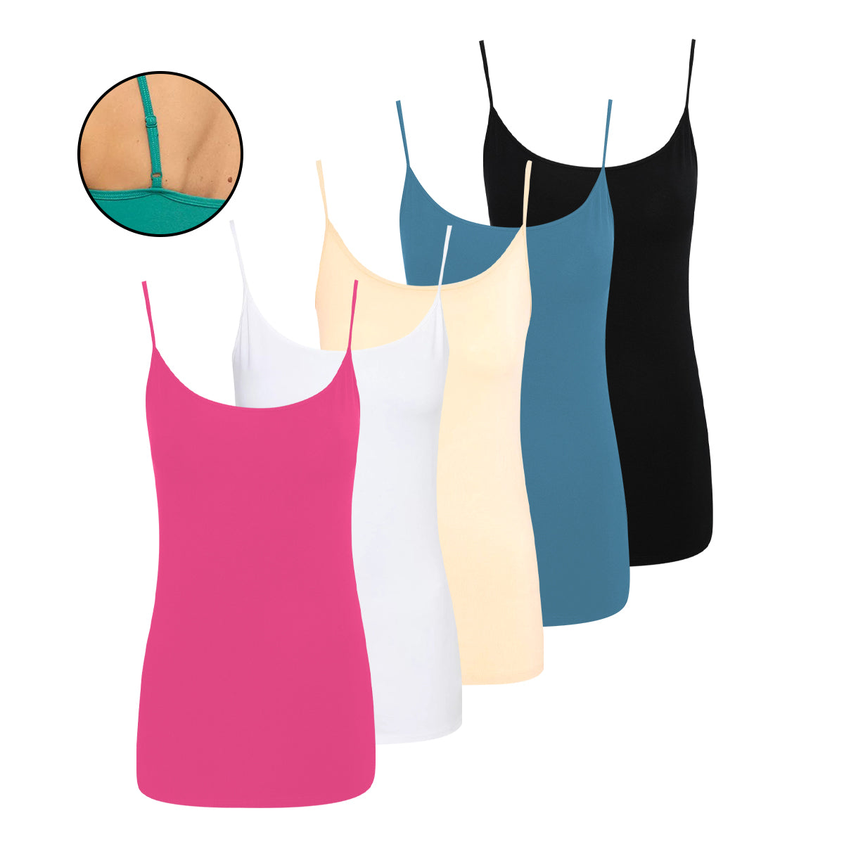 Women's Cotton Scoop Neck Adjustable Spaghetti Strap Cami Tank Tops