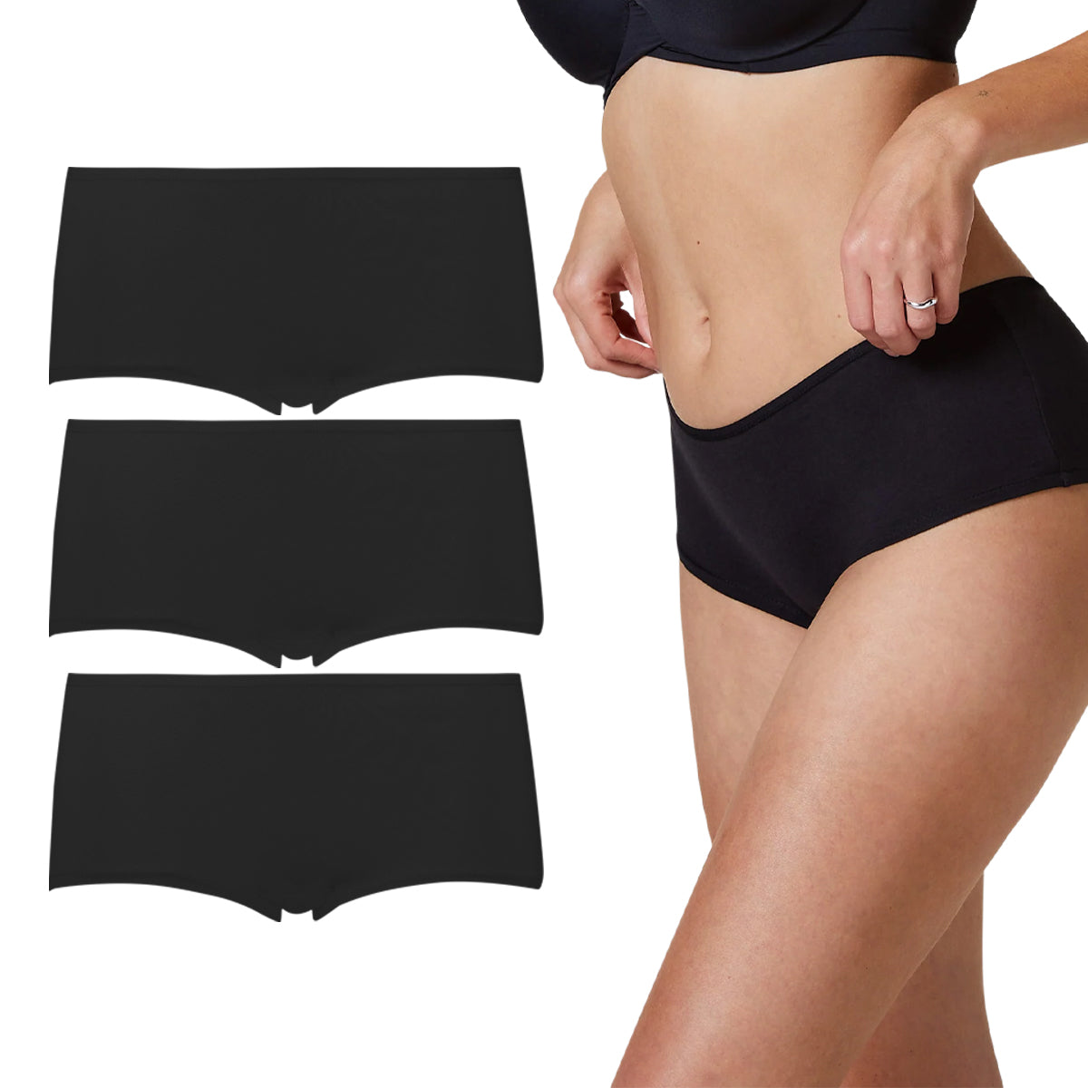 thumbnail image 2 of 2 Pack Women's Cotton Boyshorts - Anti-Chafing Boxer Shorts Underwear Soft & Breathable 2 of 14
