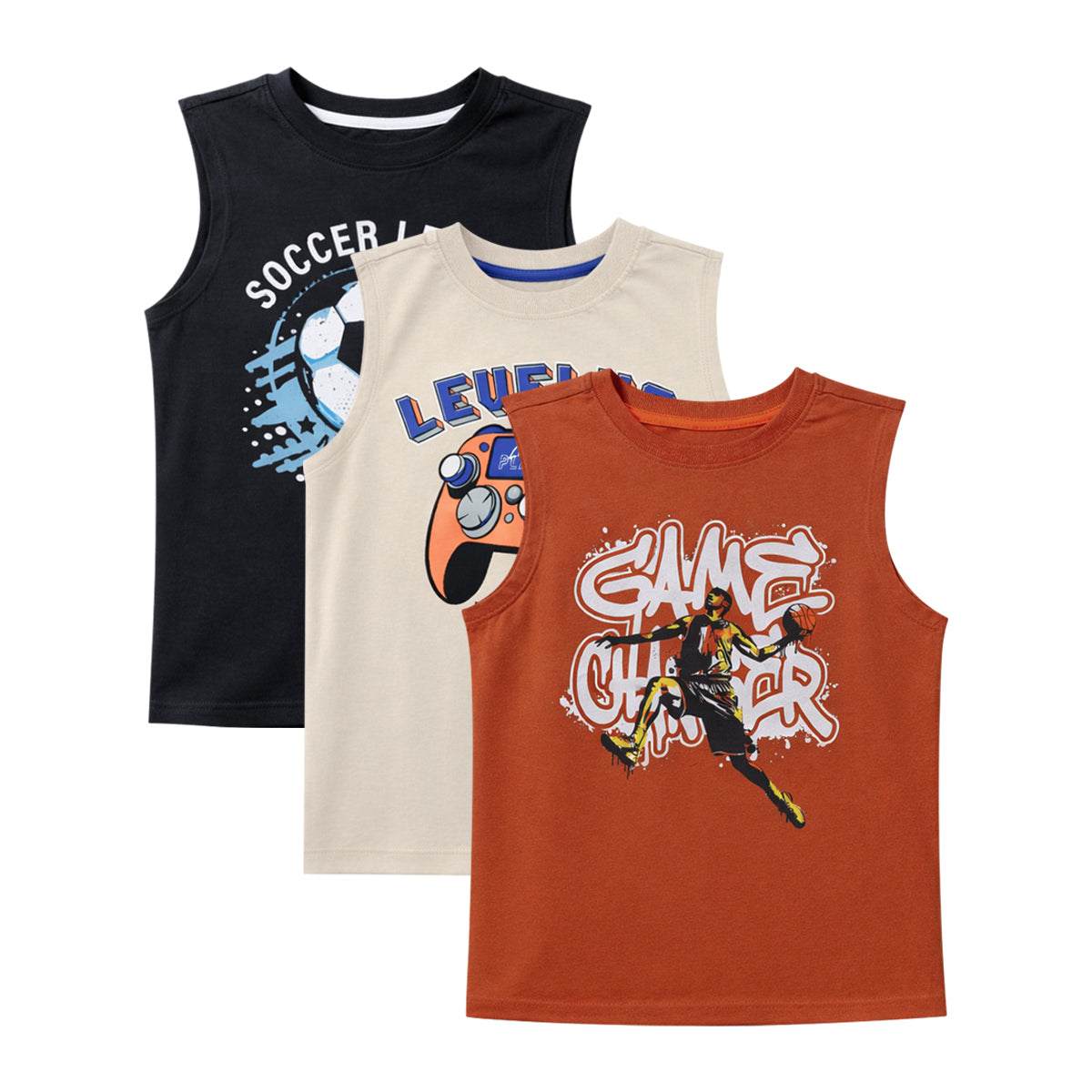 Boys Printed Sleeveless Soft Cotton & Breathable Summer Tank Top