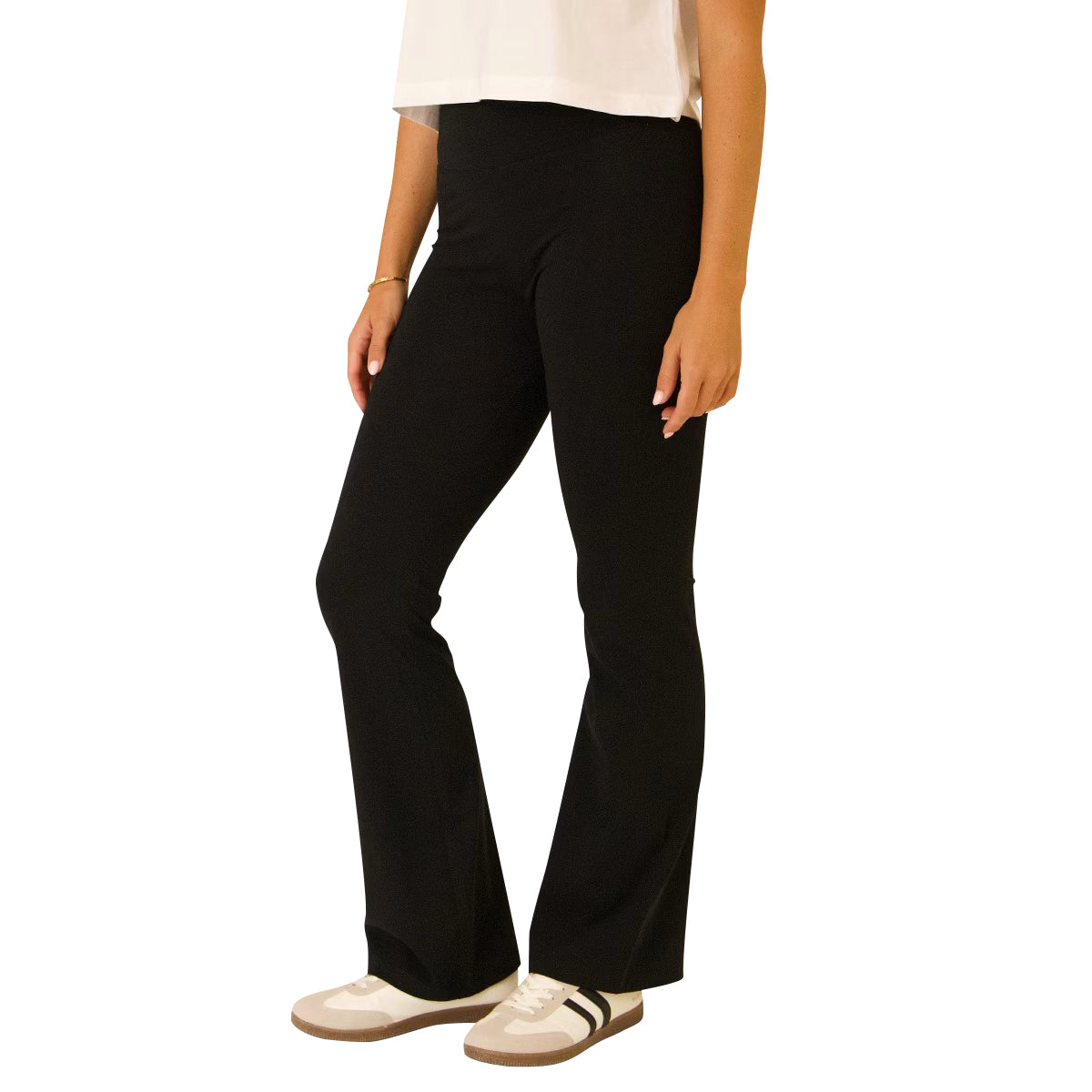 Womens High Rise Elastane Flare Pant