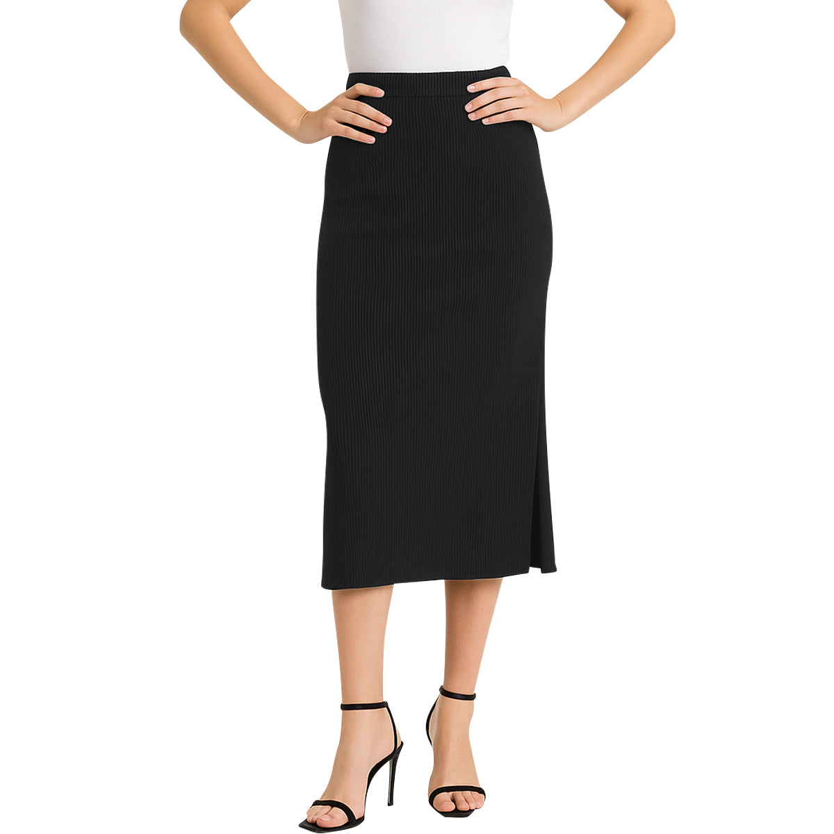 Women’s Premium Ribbed Knit Midi Skirt