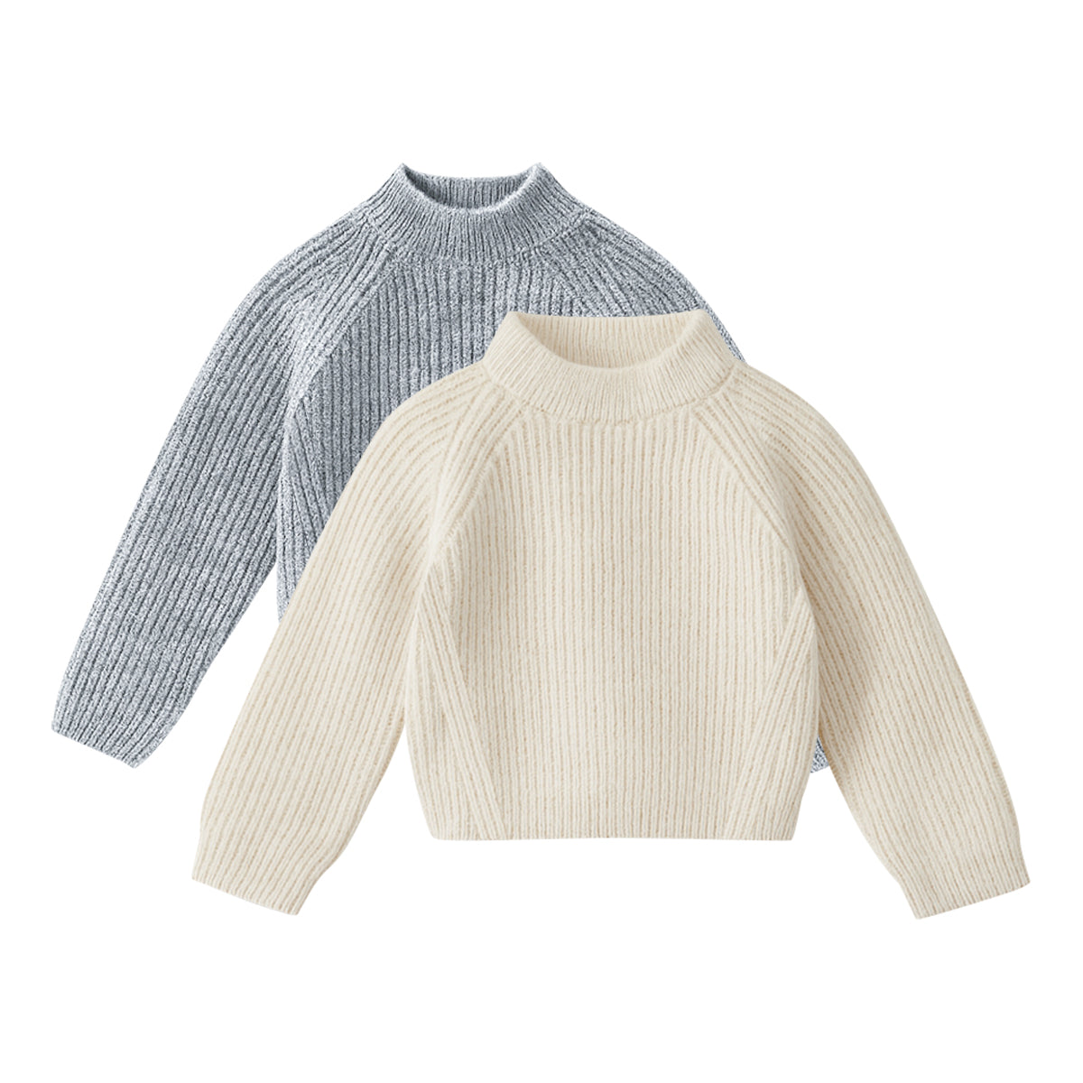 Kids Ribbed Knit Pullover Mock Neck Sweater