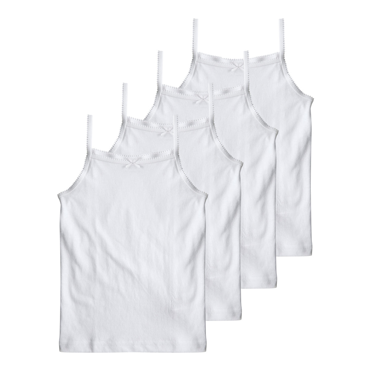 Pack of 4 Girls Cotton Base Camisoles with Bow