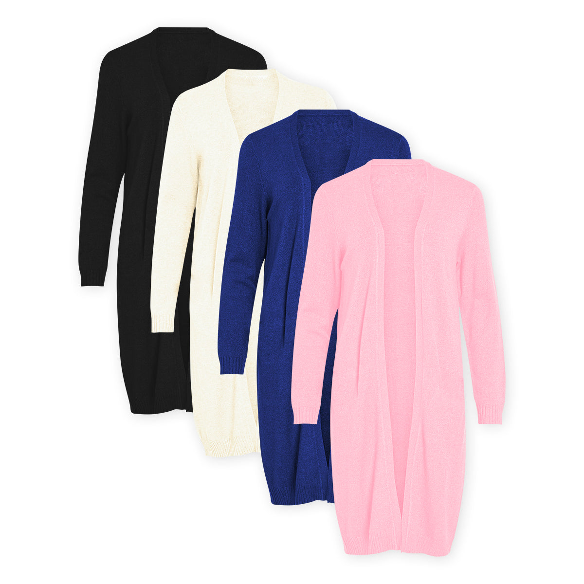 Womens Long Open Front Knit Winter Cardigan