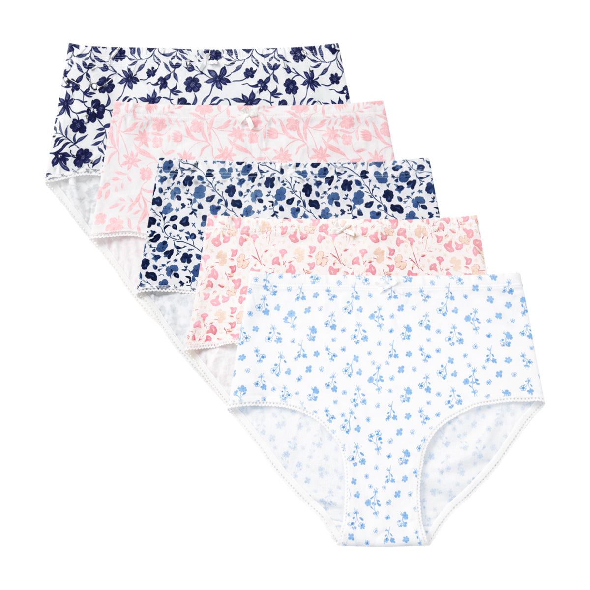 Pack of 3 Womens Floral Printed Cotton Hipster Panty