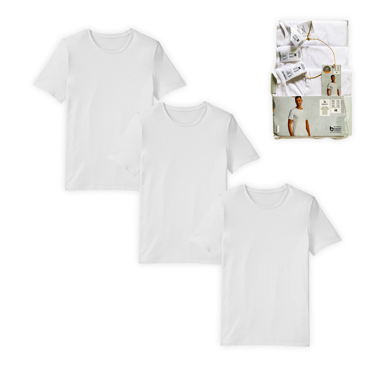 Pack of 3 Mens Basic Round Neck Cotton Undershirt