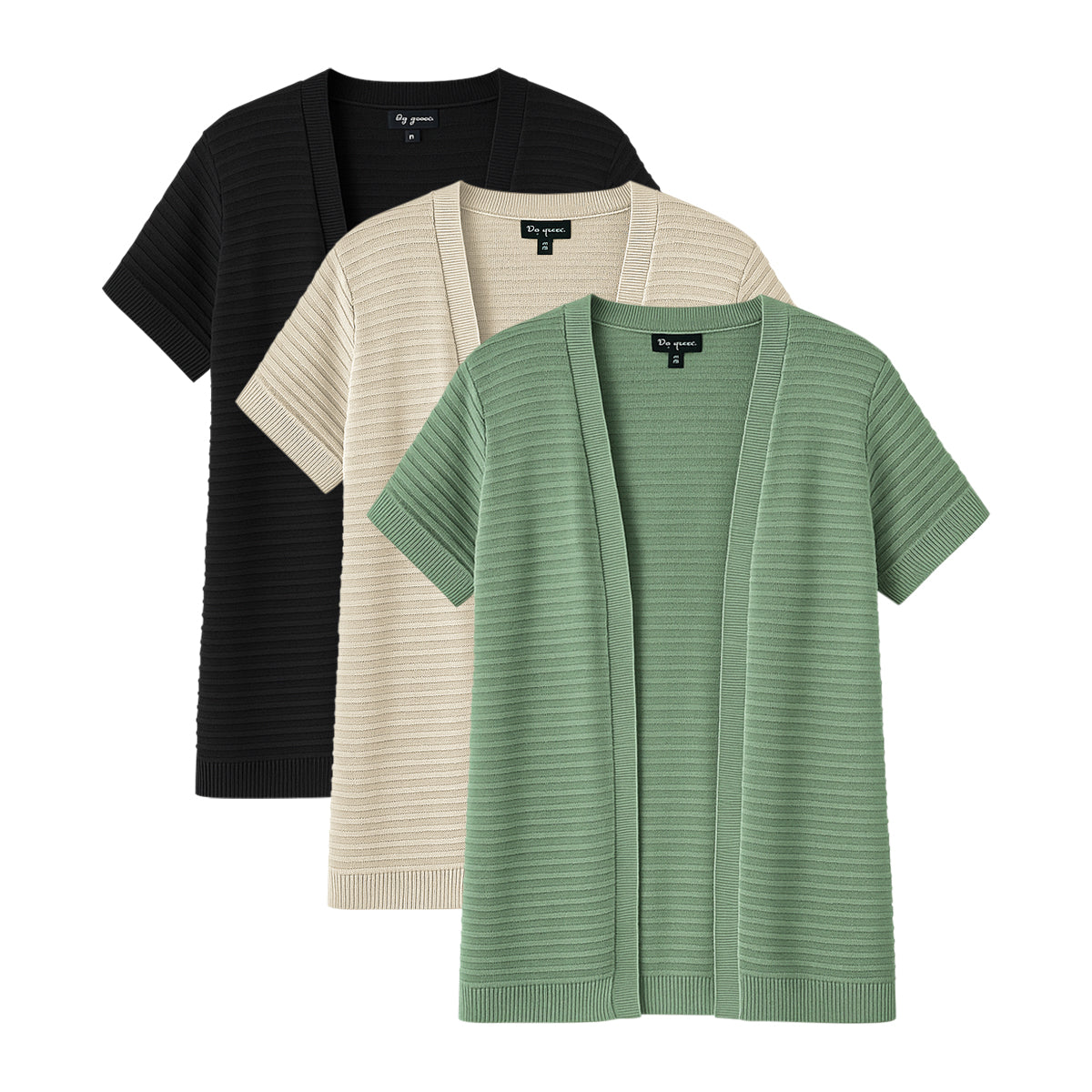 Womens Lightweight Open Front Short Sleeve Knitted Cardigan