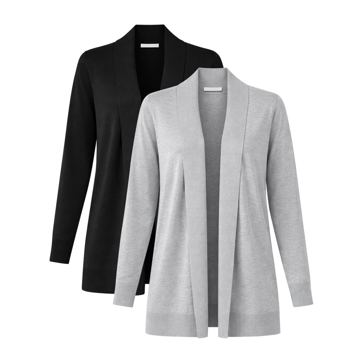 Womens Ribbed Trim Classic Open-Front Knit Cardigan