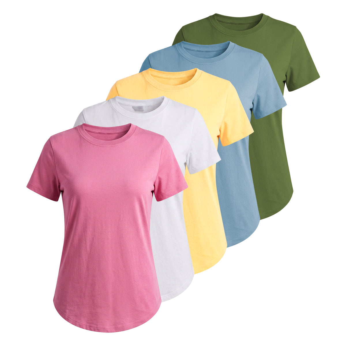Women’s Cotton Crew Neck Curved Hem T-Shirt