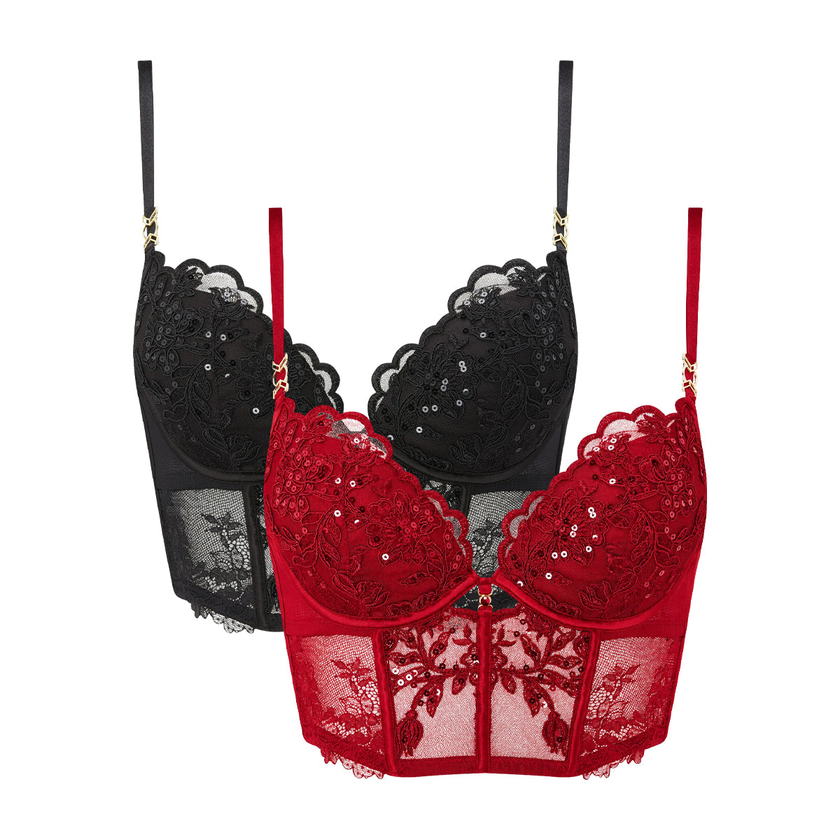 Womens Icon Embroidered Padded Underwired Bustier Bra