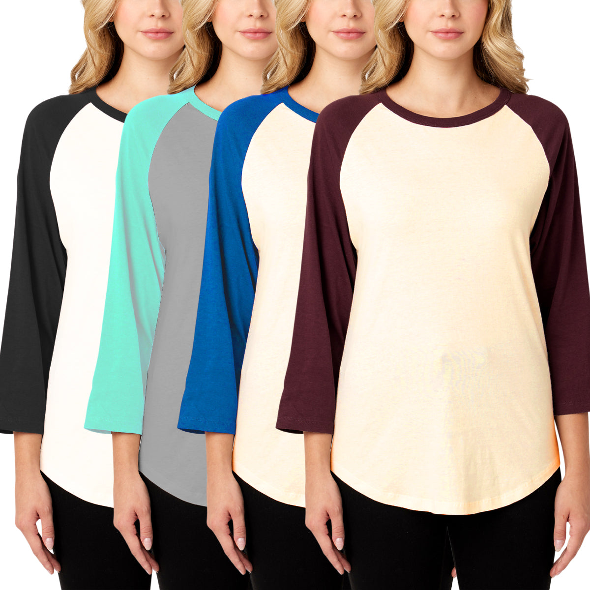 Women's 3/4 Raglan Sleeve Casual T-Shirt