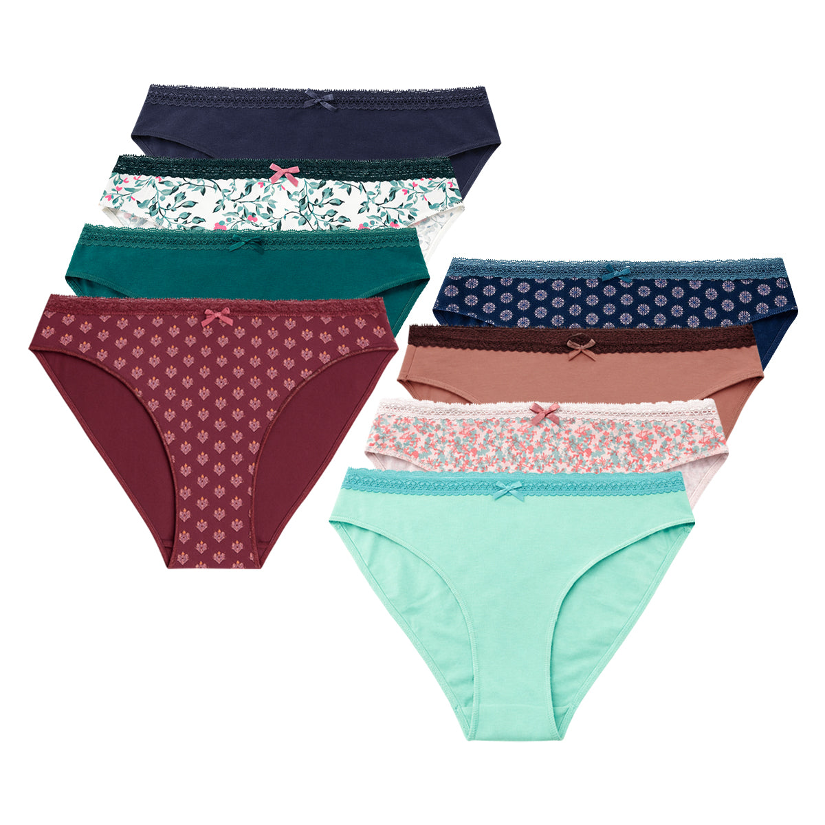 Pack of 5 Womens Soft Cotton Lace Trim Bikini Comfort Underwear Panty