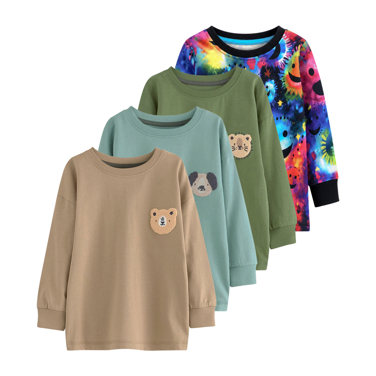 Kids Cotton Long-Sleeve T-Shirt with Ribbed Cuff