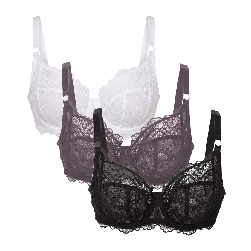 Womens Non-Padded Full Cup Underwired Lace Bra