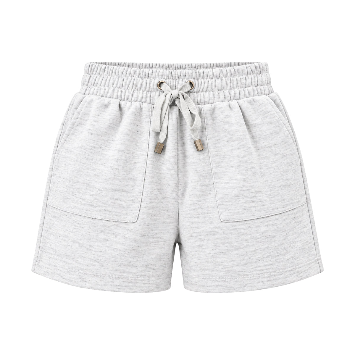 Women's Light Grey Drawstring Lounge Shorts with Pockets
