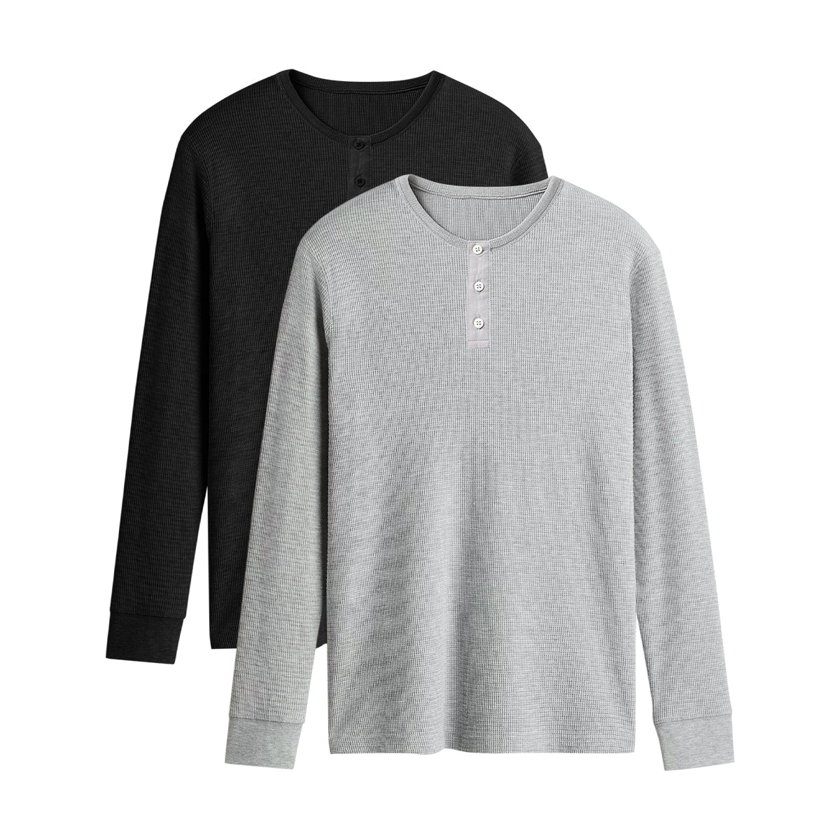 Men’s Waffle Knit Long Sleeve Henley T-shirt