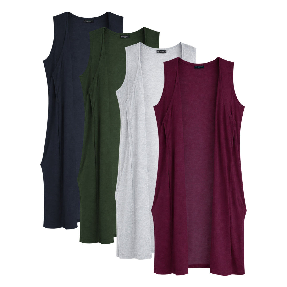 Womens Lightweight Sleeveless Open-Front Long Cardigan