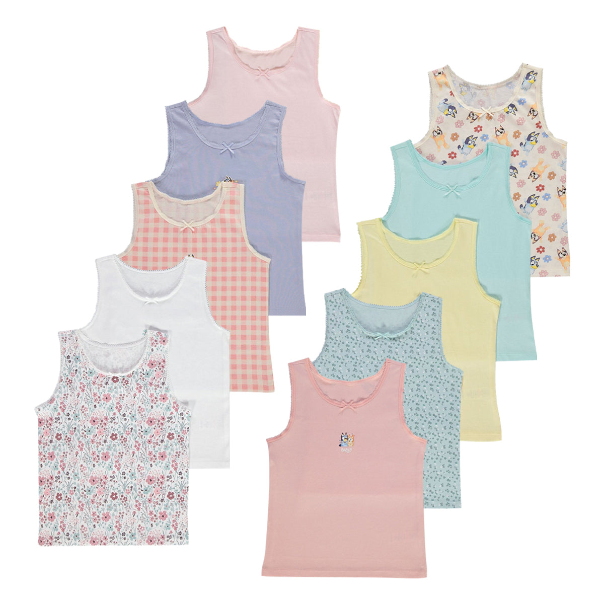 Pack of 3 Assorted Teen Girl's Print & Solid Scoop Neck Tank Tops