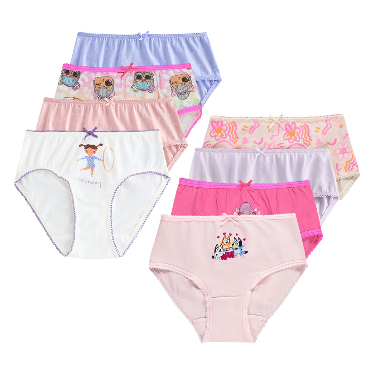 Pack of 5 Teen Girls Soft Jersey Cotton Printed Briefs Panties
