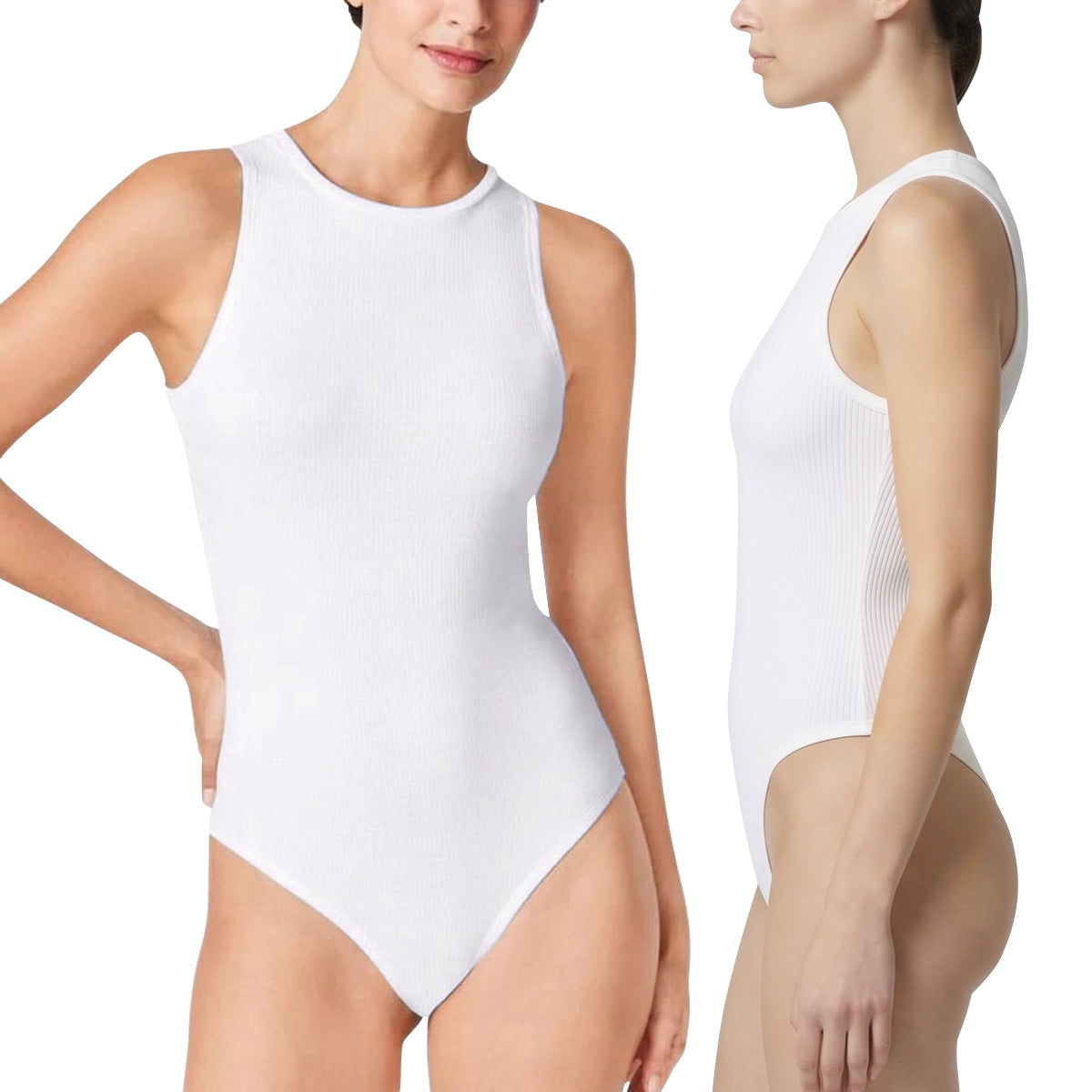 Women's Sleeveless Ribbed Stretch Bodysuit