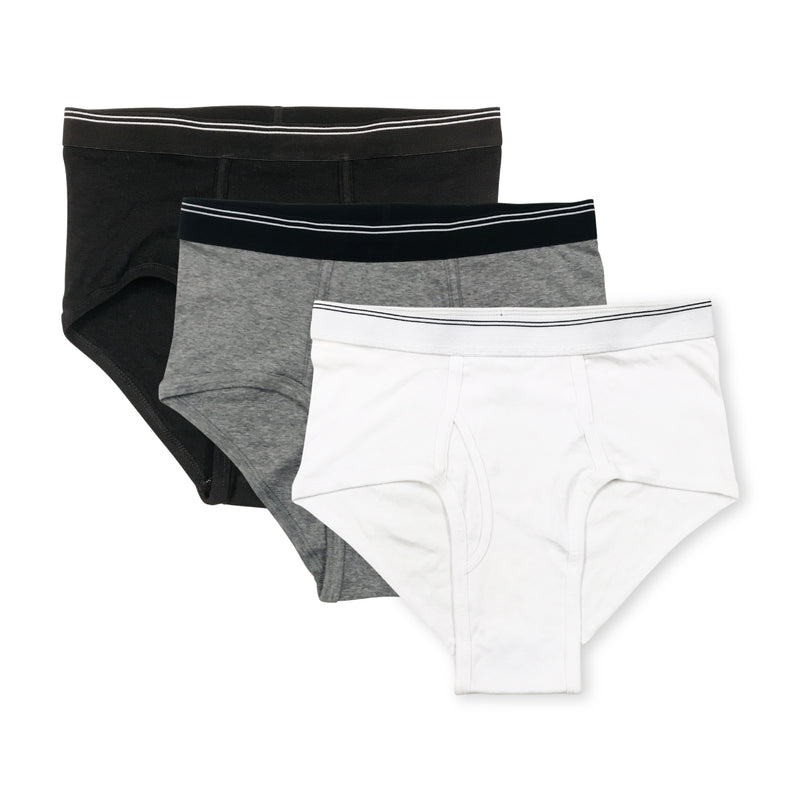 Men's Solid Cotton Ribbed Mid Rise Brief Underwear