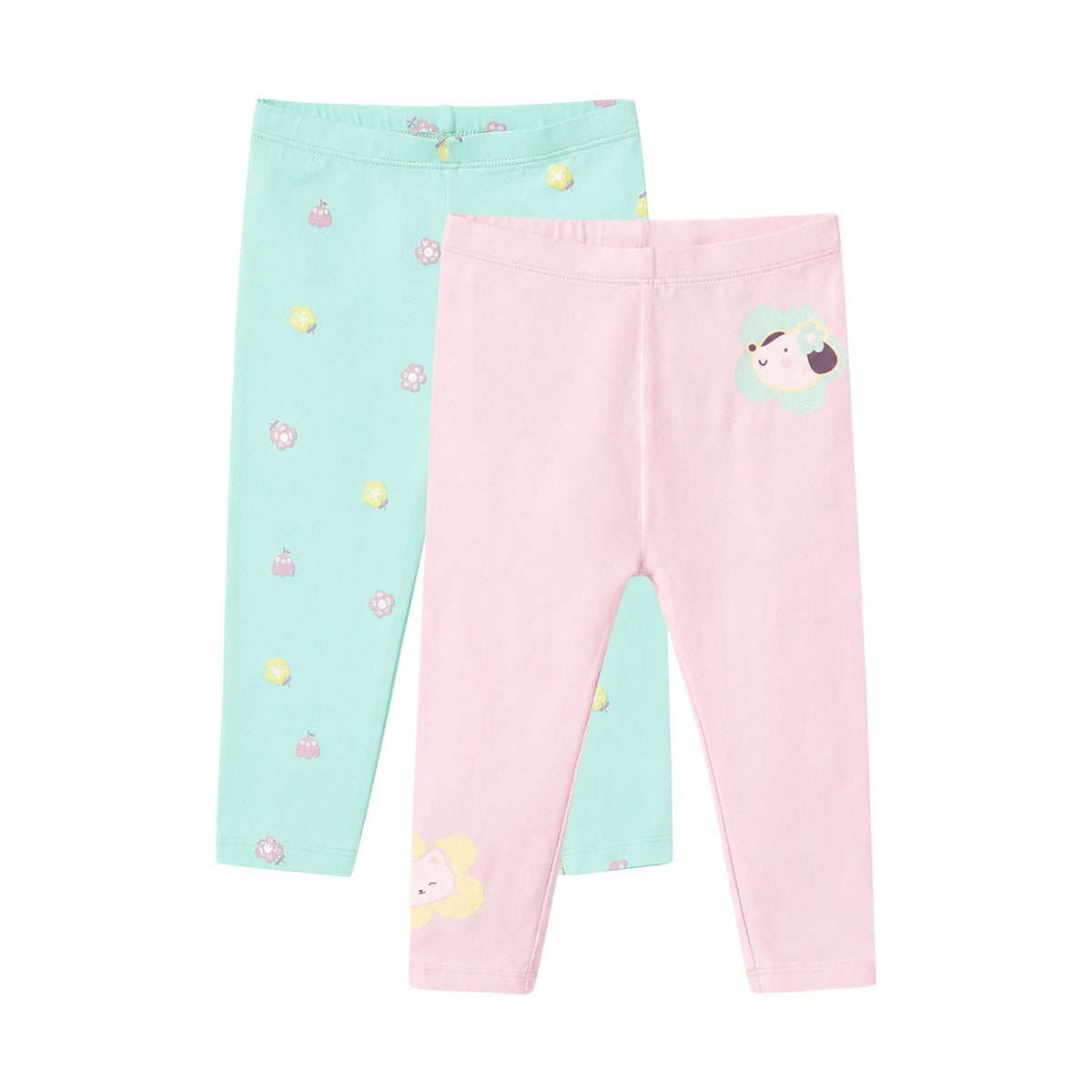 Pack of 2 Baby Girls Cotton Stretch Leggings