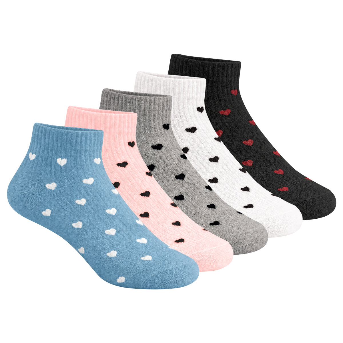 Pack of 5 Pair Womens Comfort Low Cut Ankle Socks