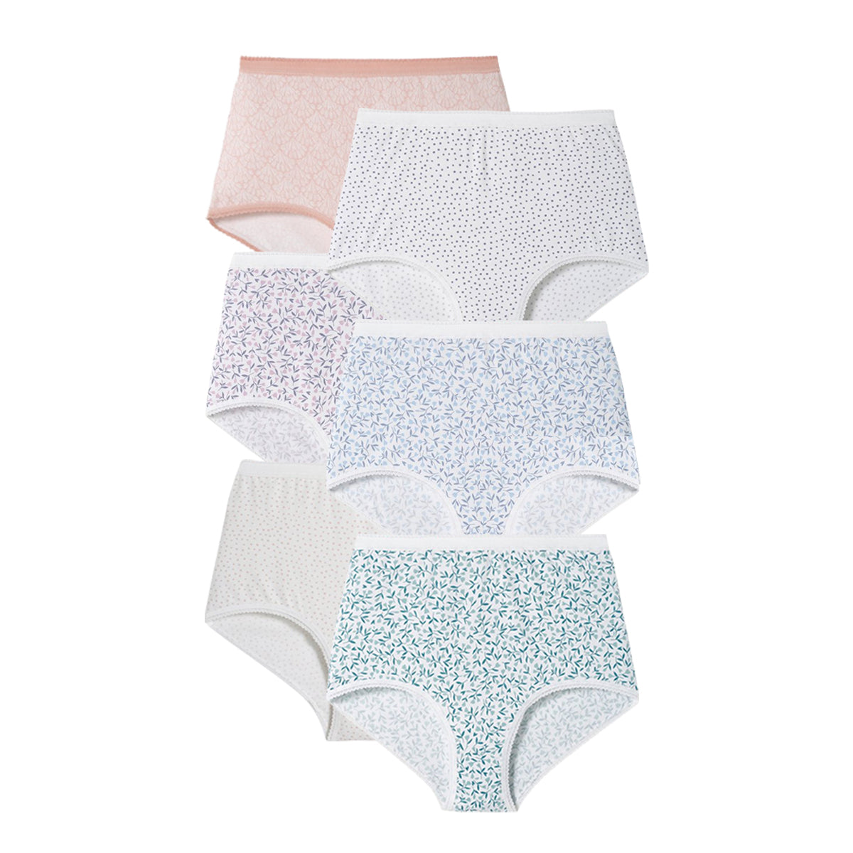 Pack of 4 Ladies High Waisted Full Back Cover Printed Brief Panty