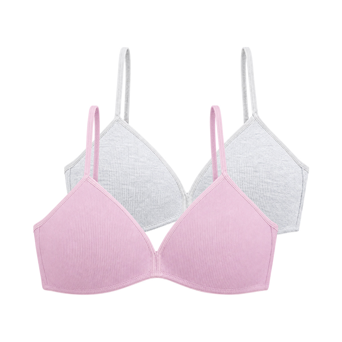 Girls' Ribbed Cotton Padded Wire-Free Bra