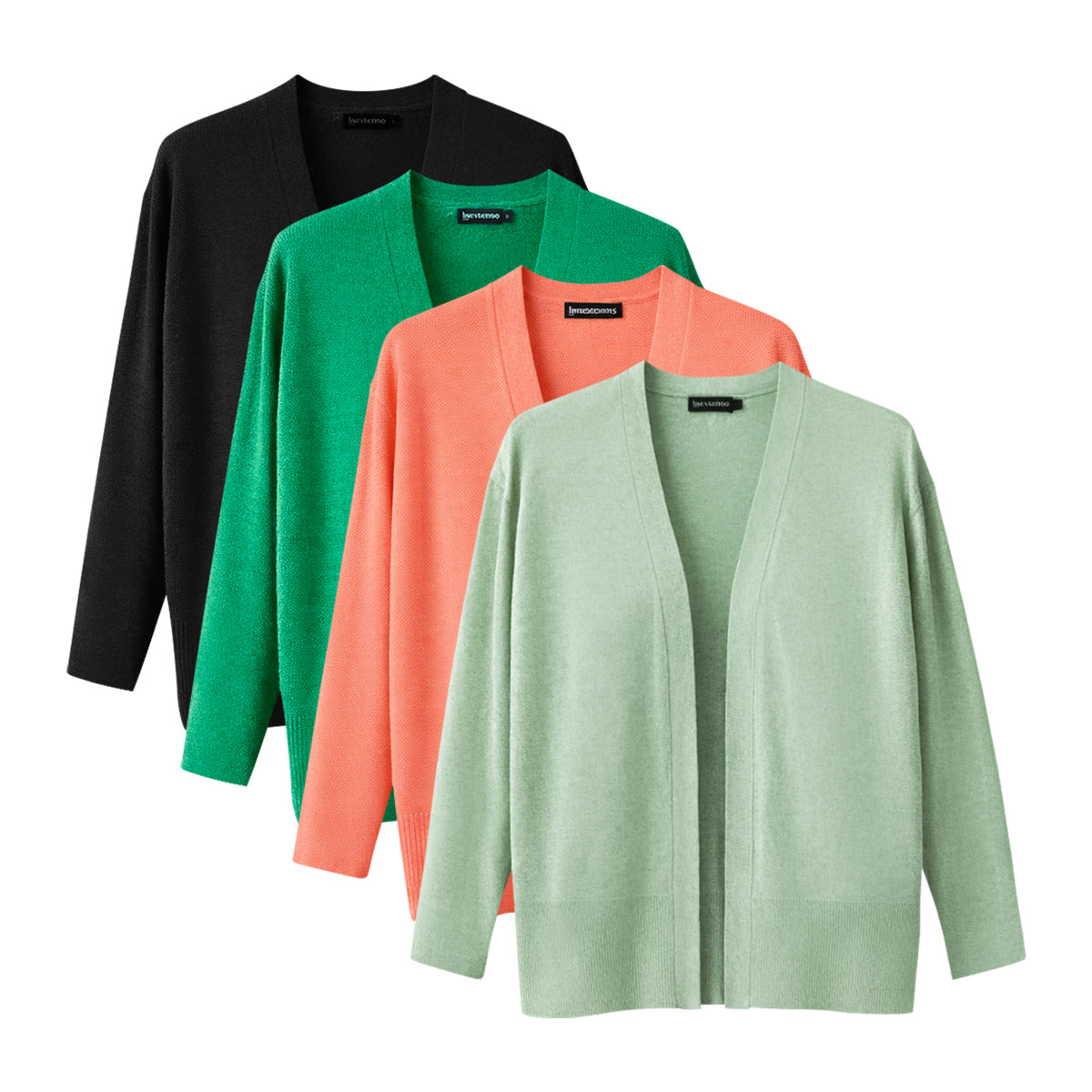 Womens Lightweight Open-Front Knit Soft Long Sleeve Cardigan