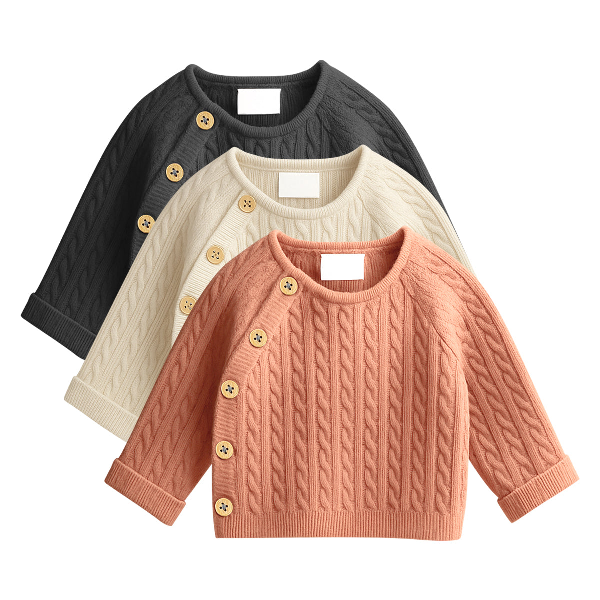 Baby Premium Cable Knit Side-Button Sweater