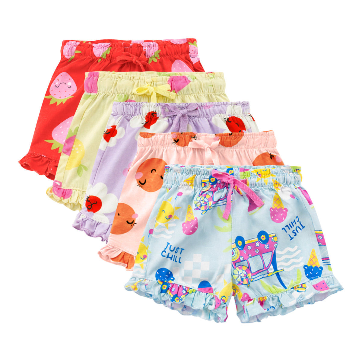 Baby Girls Cute Printed Soft Cotton Summer Frill Shorts