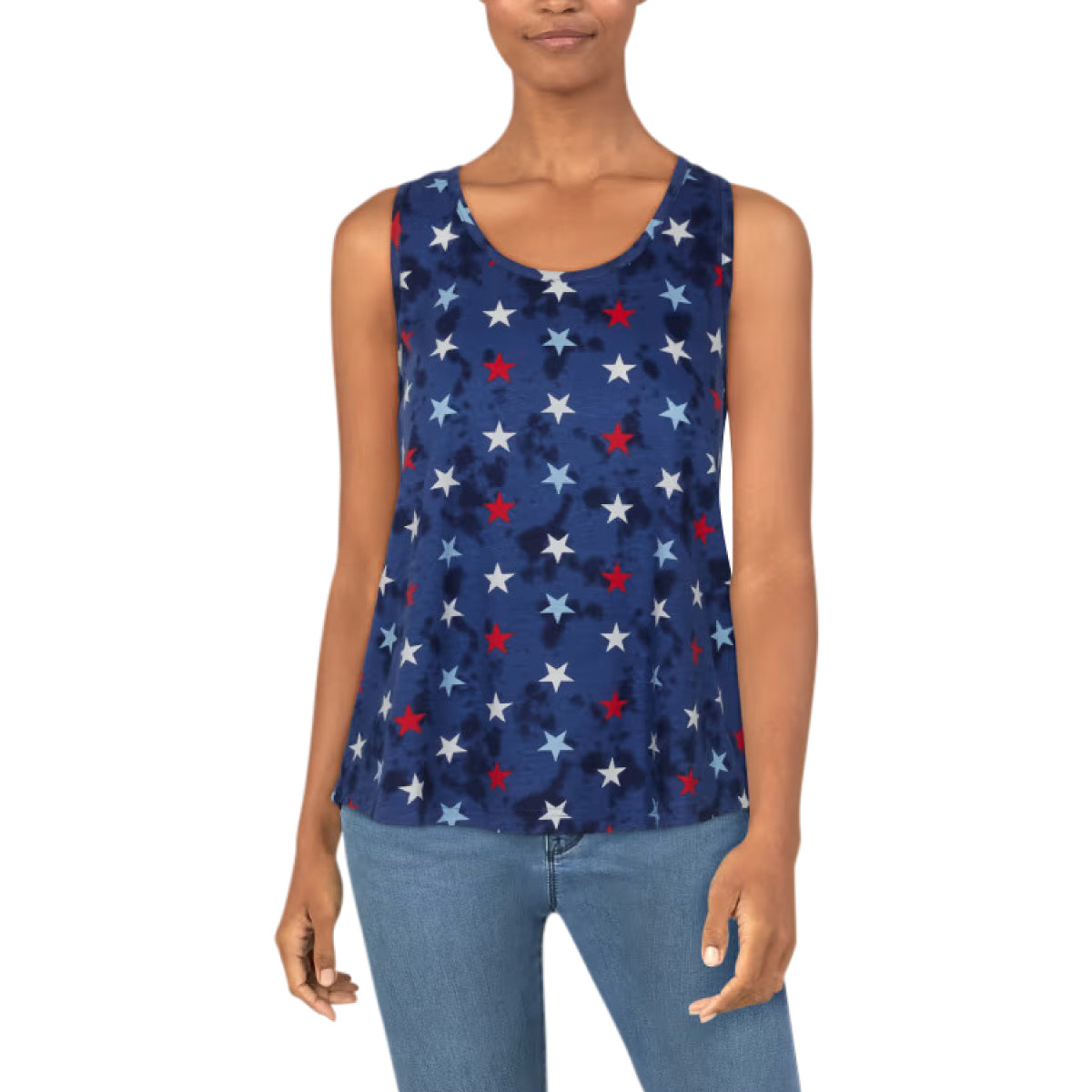 Womens Tie Dye Star Print Cotton Tank Top