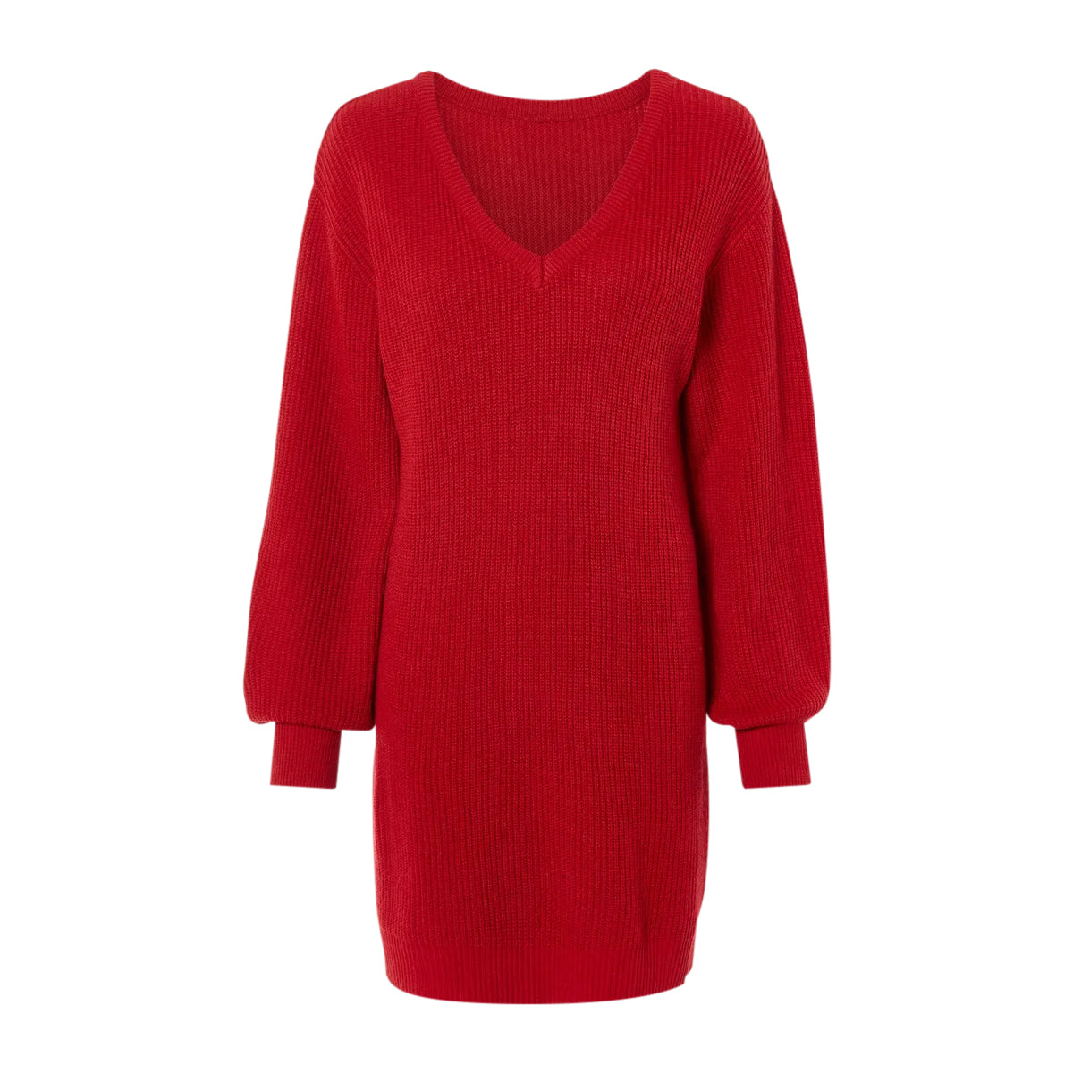 Womens Textured V-Neck Semi Long Sweater