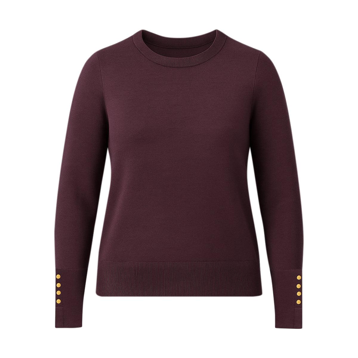 Womens Elegant Burgundy Knit Pullover Sweater