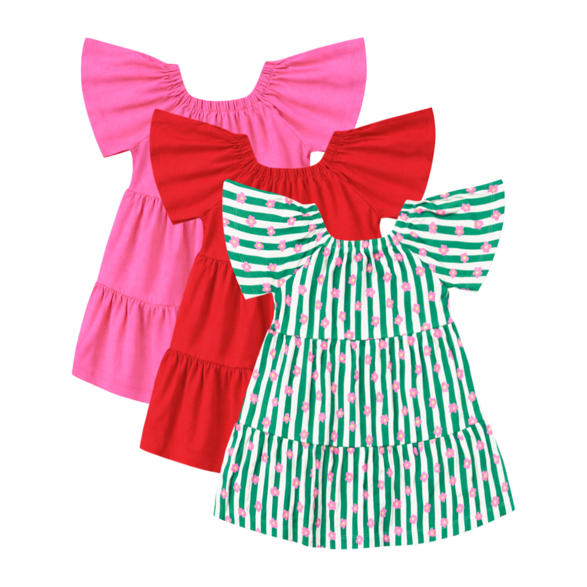 Baby Girls  Soft Cotton Summer Flutter Sleeves Dress