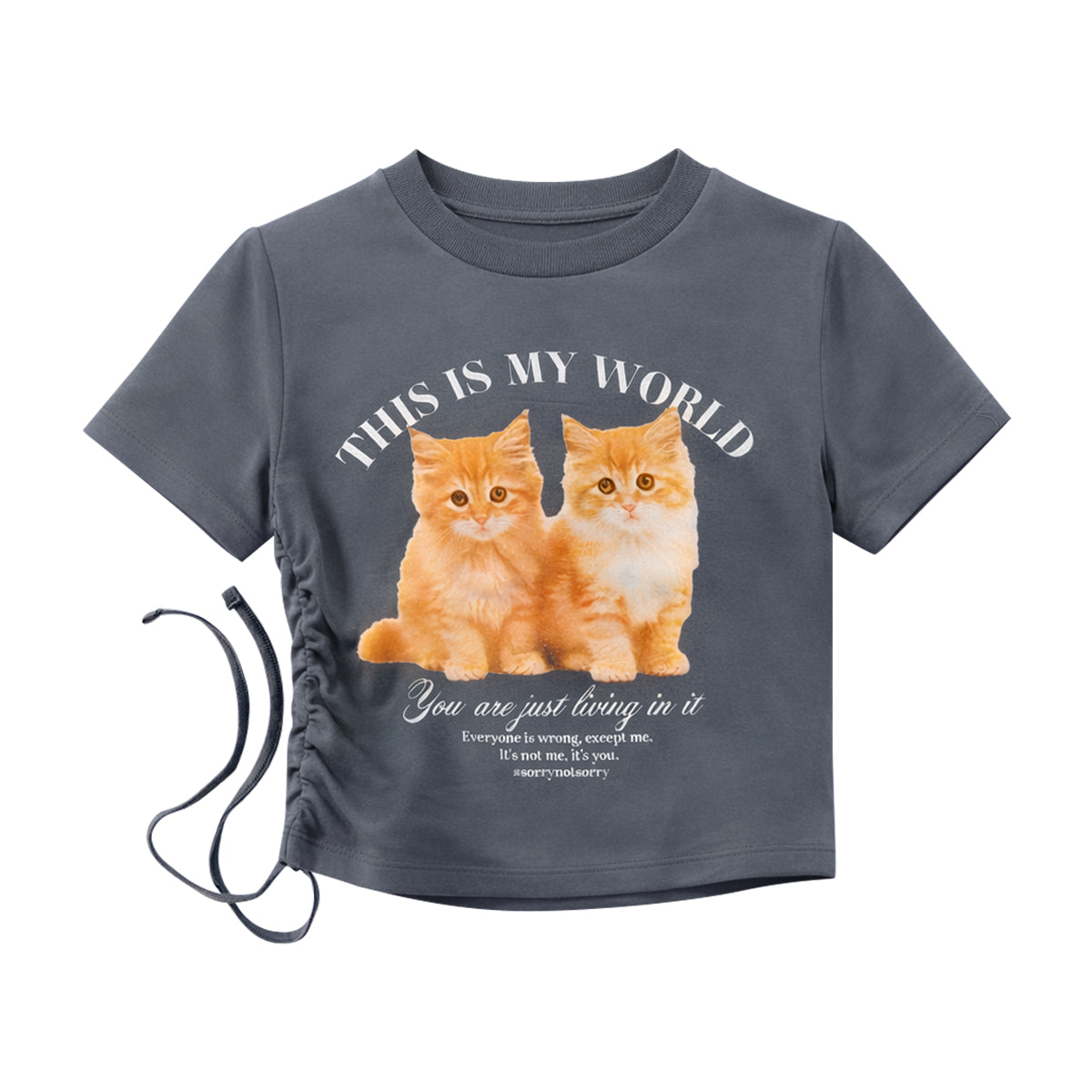 Girls Soft Cotton Cute Cat Graphic Print Crop Top