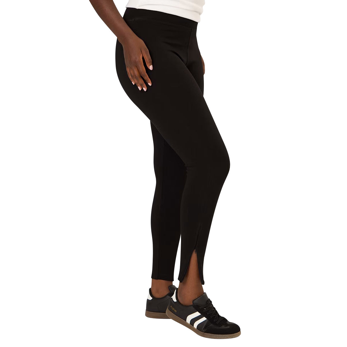 Womens High Rise Zip Hem Pull on Pant