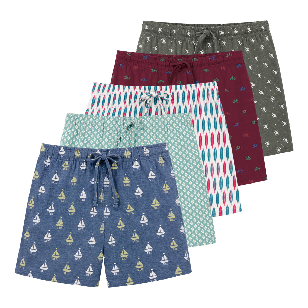 Mens Summer Soft Lightweight Printe Sleepwear Pajama Shorts